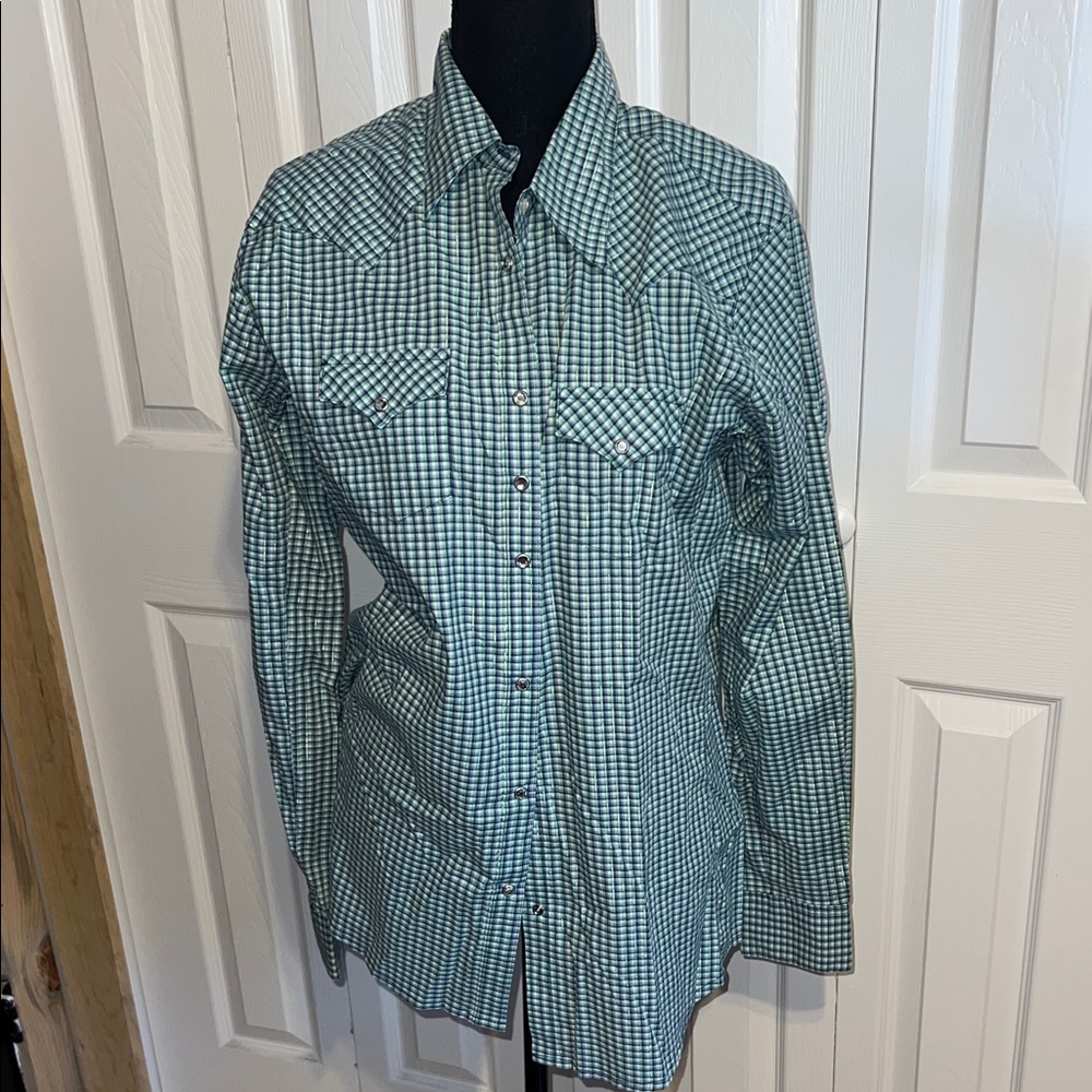 Green Checkered pearl snap